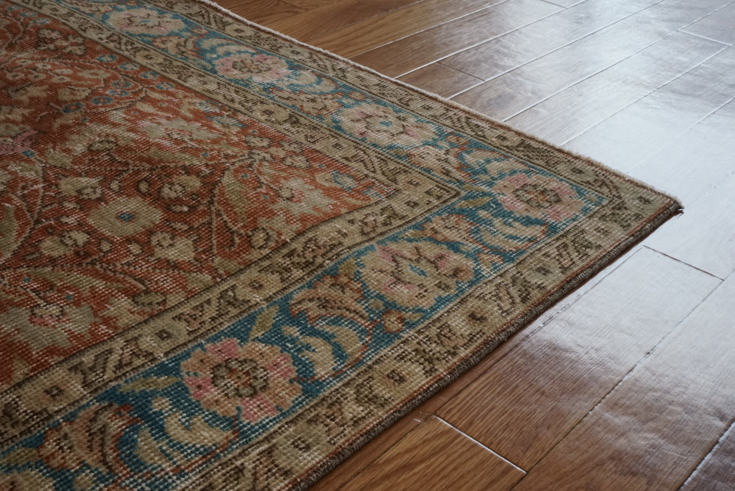 Türkiye Old Isparta Red , Turquoise Blue Floral 1970年代 242 × 137.5 cm No.TR25439