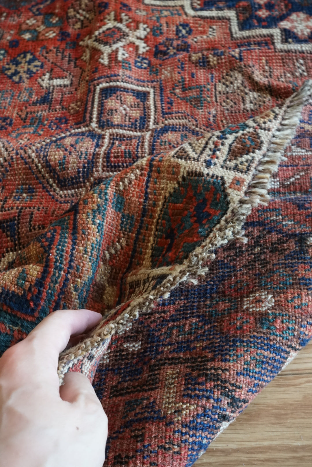 店頭販売 Afghanistan Old Persia Design 1930年代 179.5 × 140.5 cm  No.AF2535 / 国内送料無料・羊毛手織り絨毯