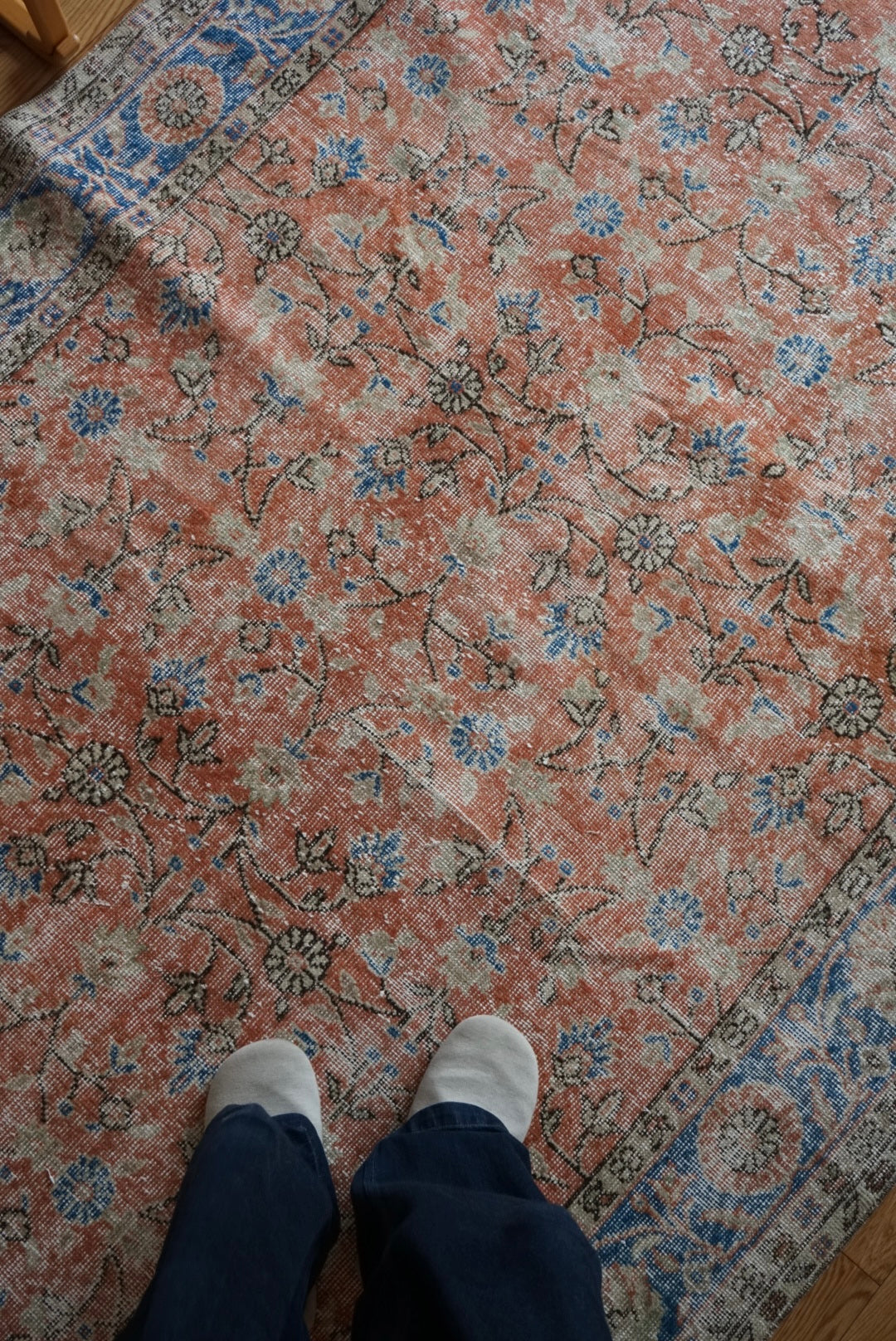 Türkiye Old Isparta Scarlet , Blue 1970年代 271.5 × 164 cm No.TR25507 / 国内送料無料・羊毛手織り絨毯