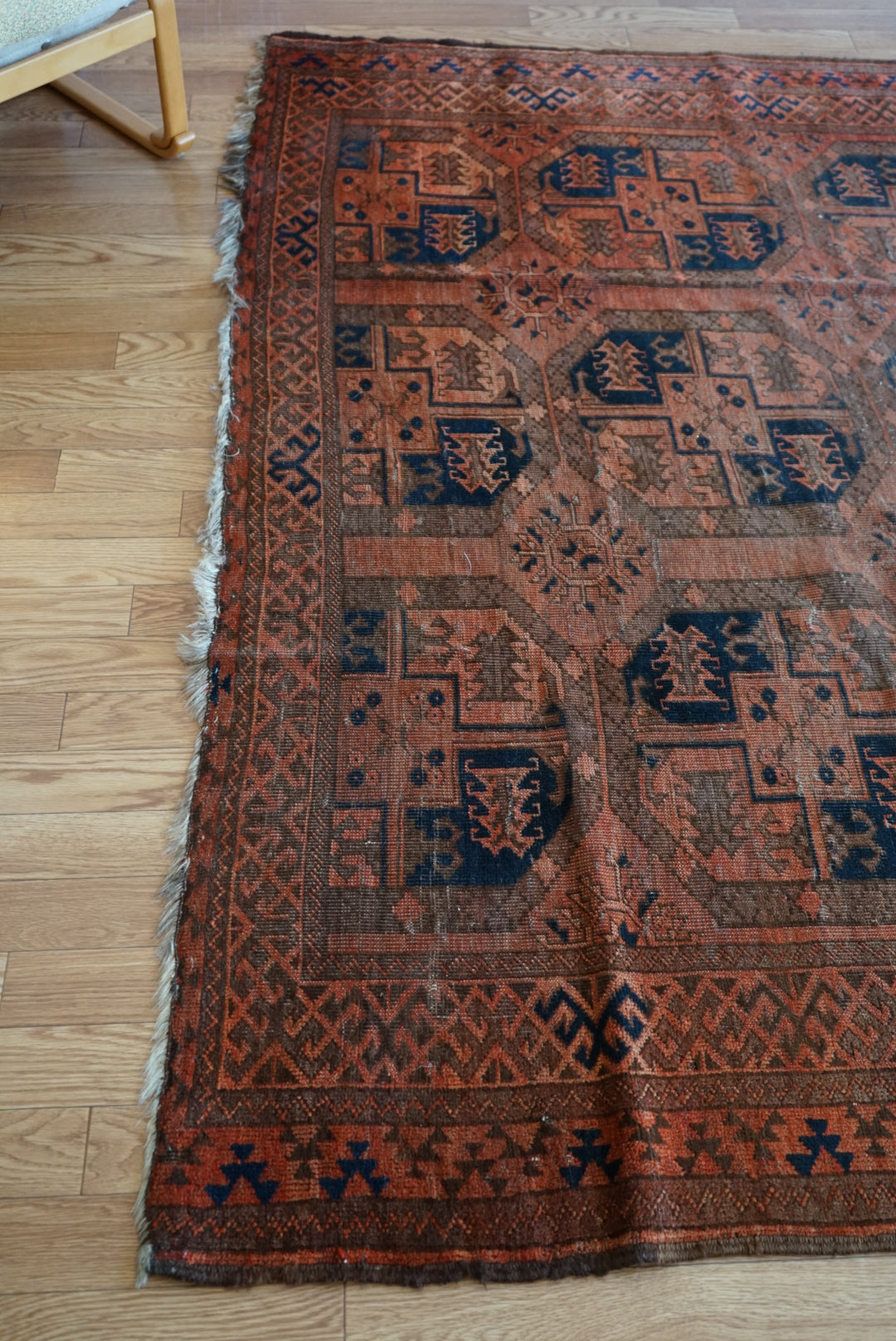 店頭販売 Afghanistan Old Turkmen Slaiman Brick Red 1900年代 301 × 202 cm  No.AF2540 / 国内送料無料・羊毛手織り絨毯