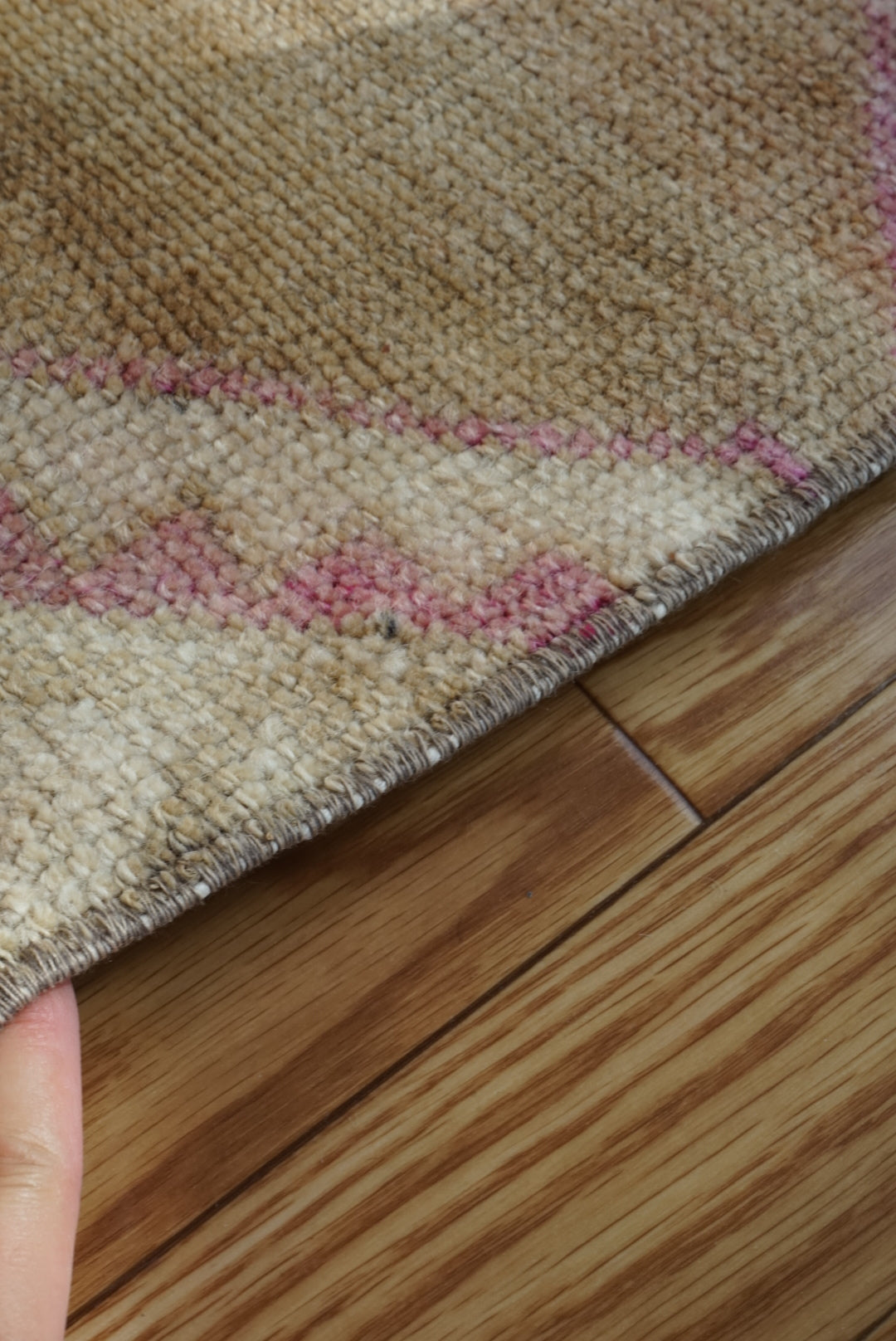Türkiye Old Oushak Beige , Pink Diamond 1970年代 89 × 57 cm No.TR25501 / 国内送料無料