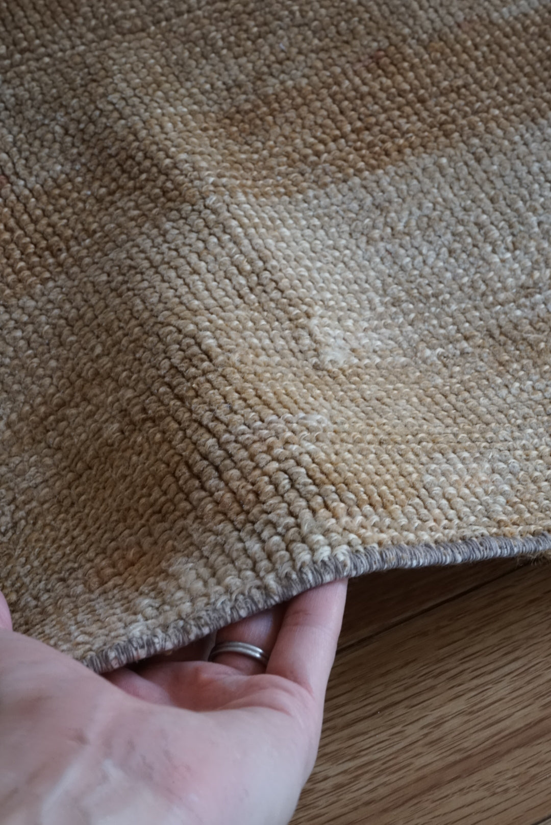 Türkiye Vintage Oushak Beige , Pink ,1989年代 69.5 × 58 cm No.TR25512 / 国内送料無料・羊毛手織り絨毯