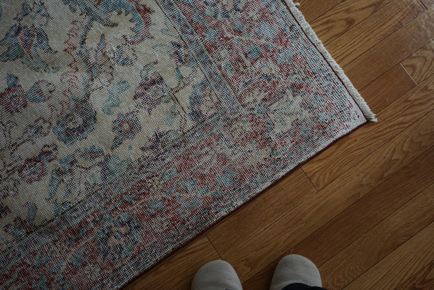 Türkiye Old Isparta Beige Cerulean Blue Floral 1970年代  303 × 160.5 cm No.TR25391