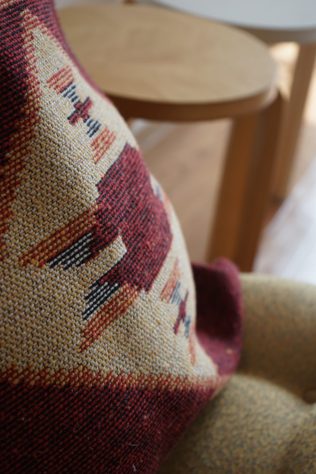Türkiye Old Kilim Cushion Cover Wine Red , Tribal Design 59 × 58 cm No.TR25450