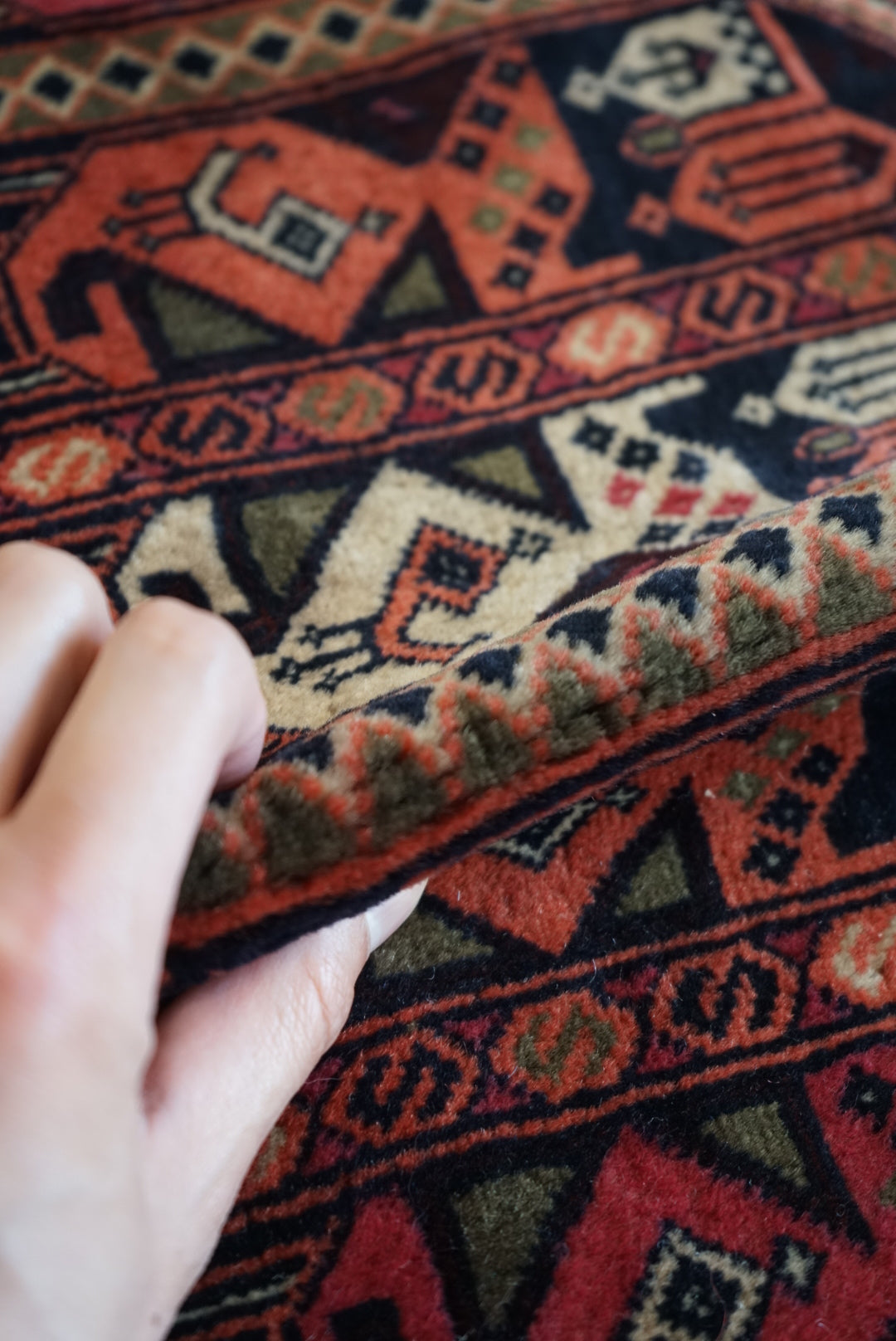 Afghanistan Vintage Turkmen Black , Rose Finequality 1990年代 192 × 151 cm No.AF2522