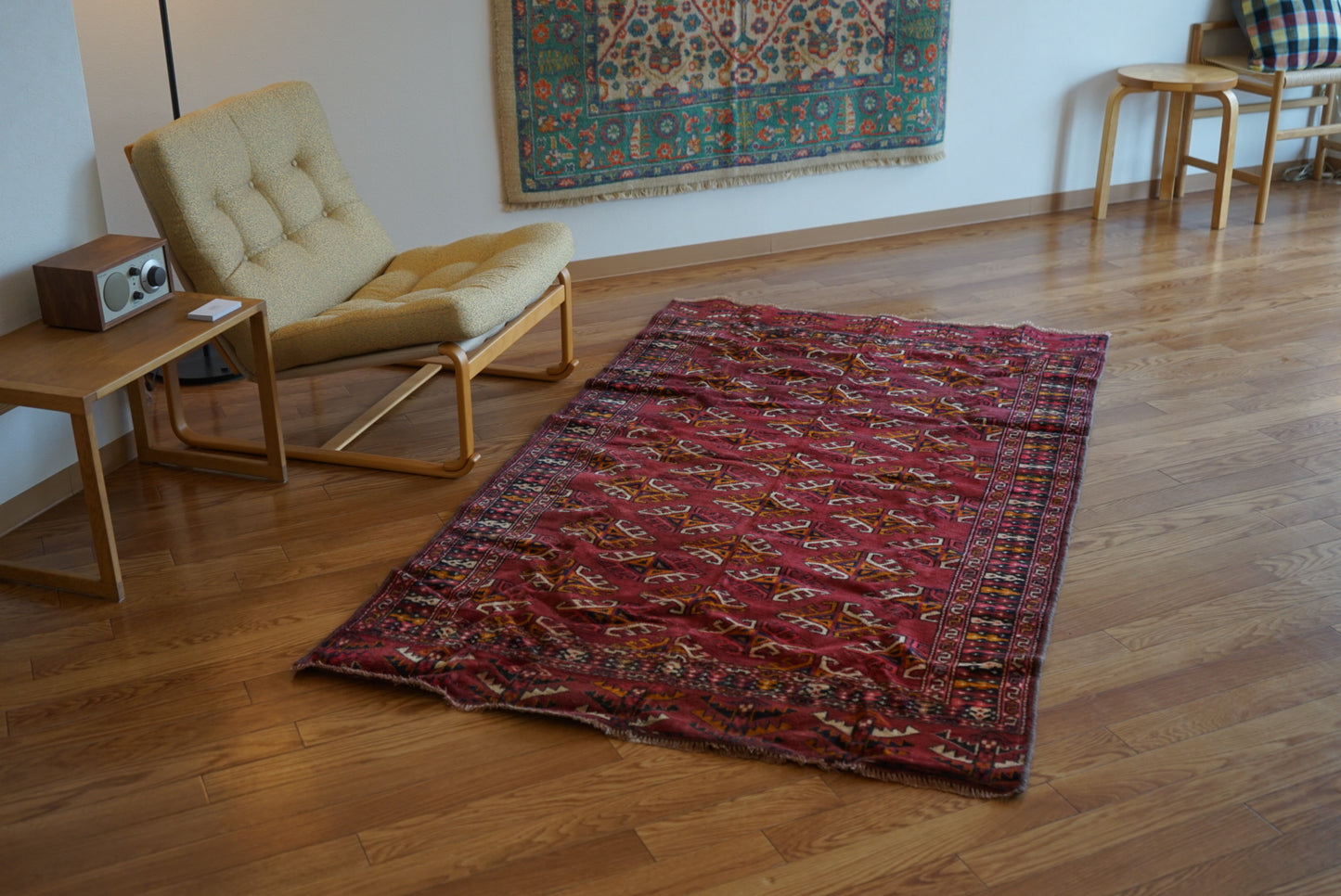 Afghanistan Old Turkmen Yamut Wine Red 1960年代 195 × 112 cm  No.AF2539 / 国内送料無料・羊毛手織り絨毯