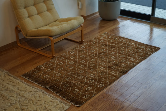 Türkiye Old Oushak Brown Patchwork 1980年代 158 × 87 cm No.TR25311