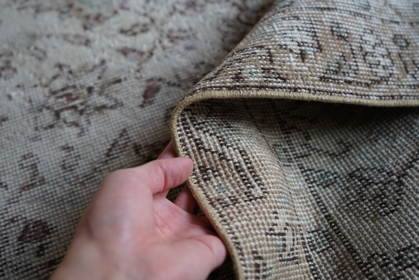 Türkiye Old Isparta Beige , Ice Blue 1970年代 203 × 110 cm No.TR25251