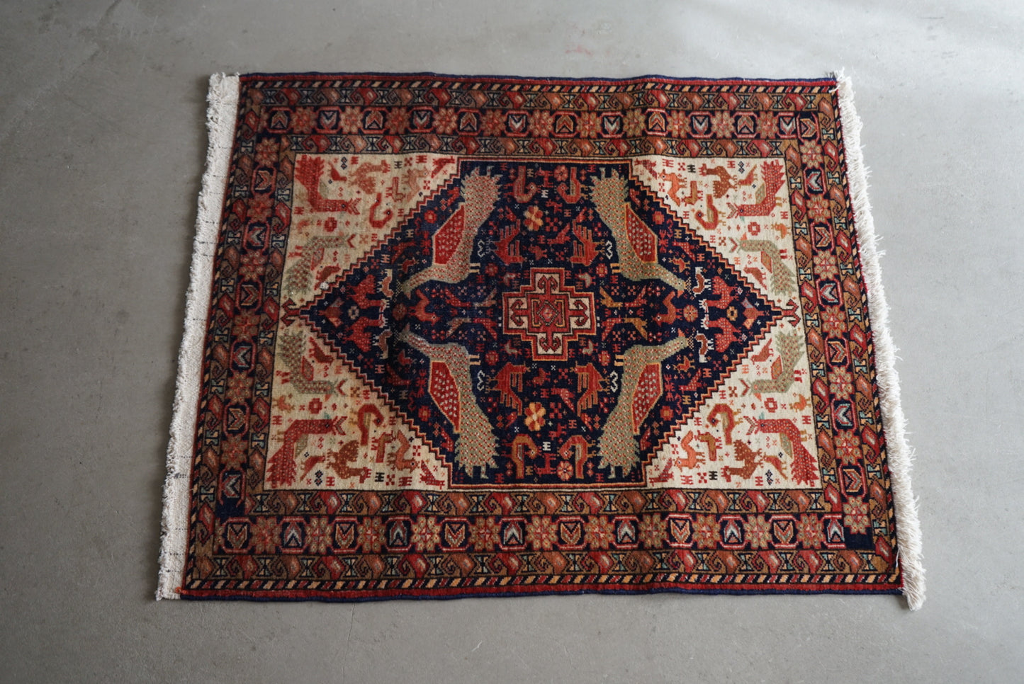 店頭販売 IRAN ANTIQUE KHORASAN KORMANJI 1880年代 85.5×72cm