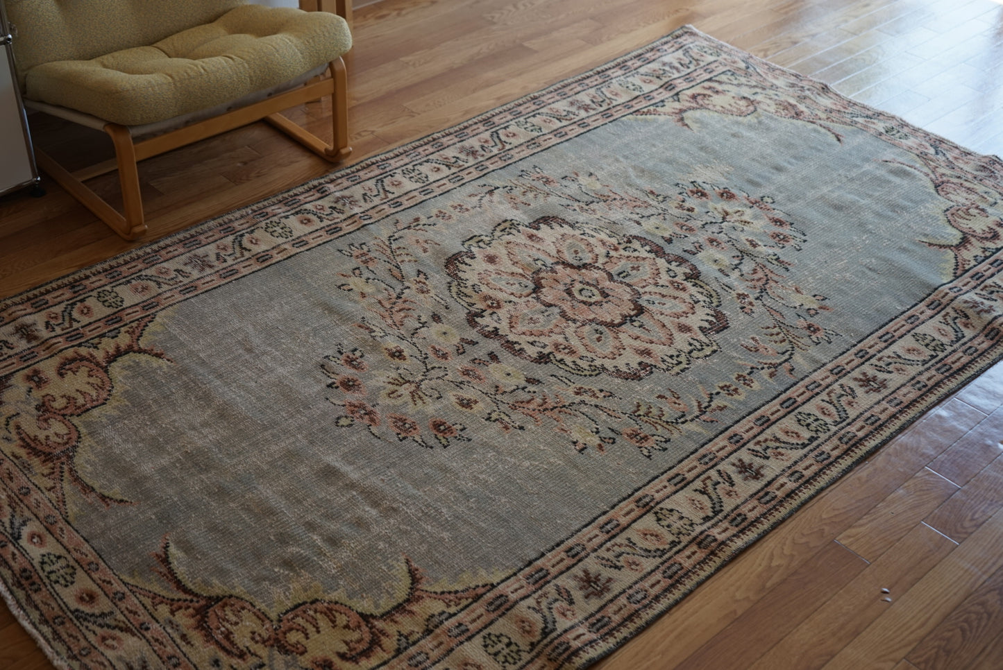 Türkiye Old Isparta Floral Medallion Blue 1970年代 254 × 147 cm No.TR25355