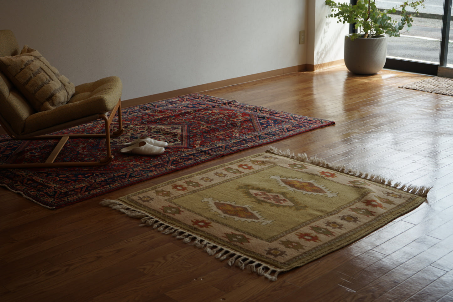 Türkiye Old Milas Square Yellow Beige 1950-1960年代 106 × 106 cm