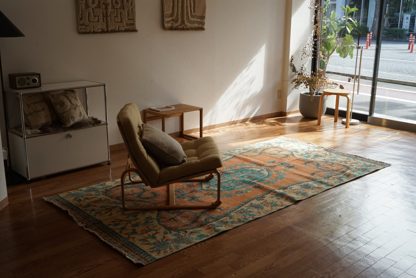 Türkiye Old Isparta Orange , Beige , Blue 1970年代 278 × 130.5 cm No.TR25503 / 国内送料無料