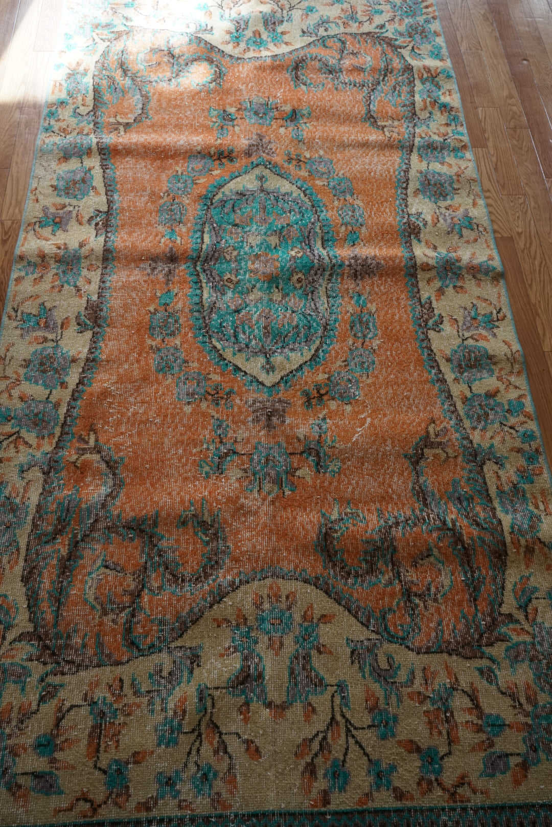 Türkiye Old Isparta Orange , Beige , Blue 1970年代 278 × 130.5 cm No.TR25503 / 国内送料無料