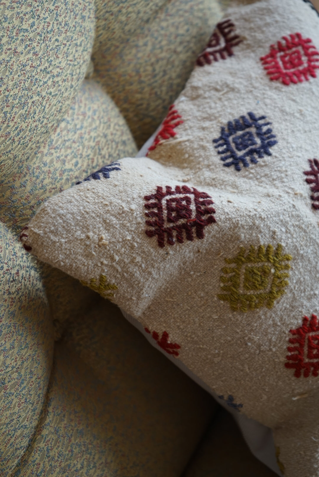 Türkiye Old Kilim Cushion Cover Beige Colorful 40 × 40 cm No.TR25443