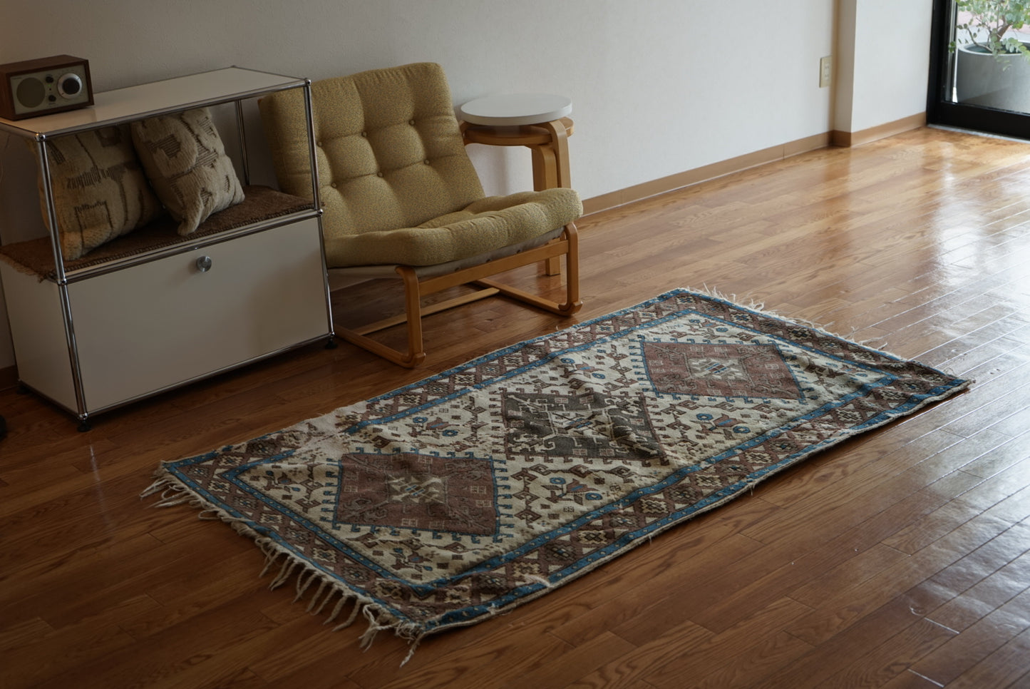 Türkiye Old Oushak Shabby Beige 1960年代 197 × 97 cm No.TR25341