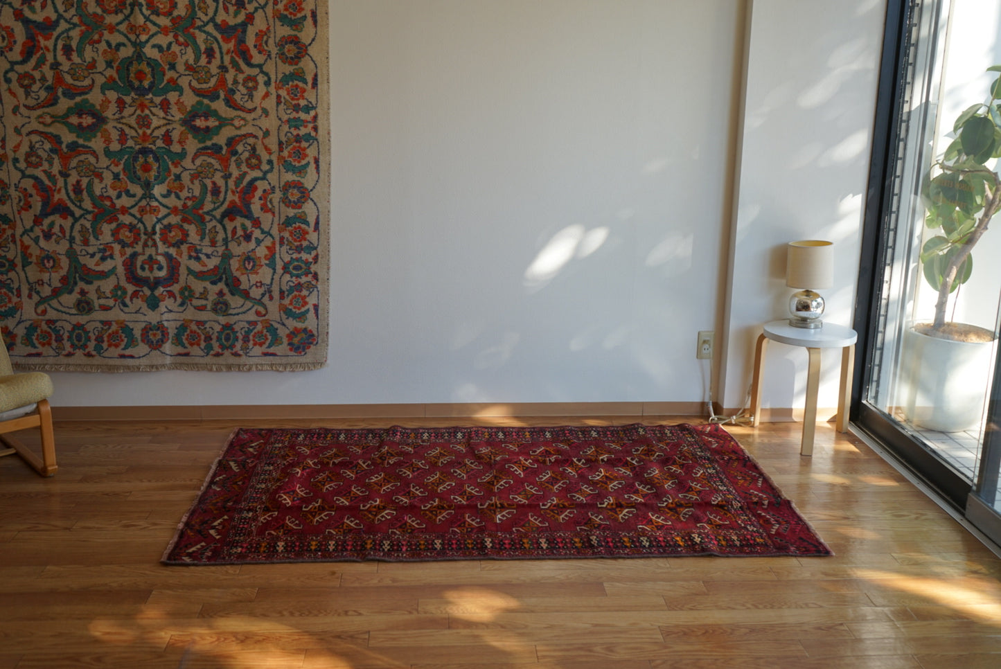 Afghanistan Old Turkmen Yamut Wine Red 1960年代 195 × 112 cm  No.AF2539 / 国内送料無料・羊毛手織り絨毯