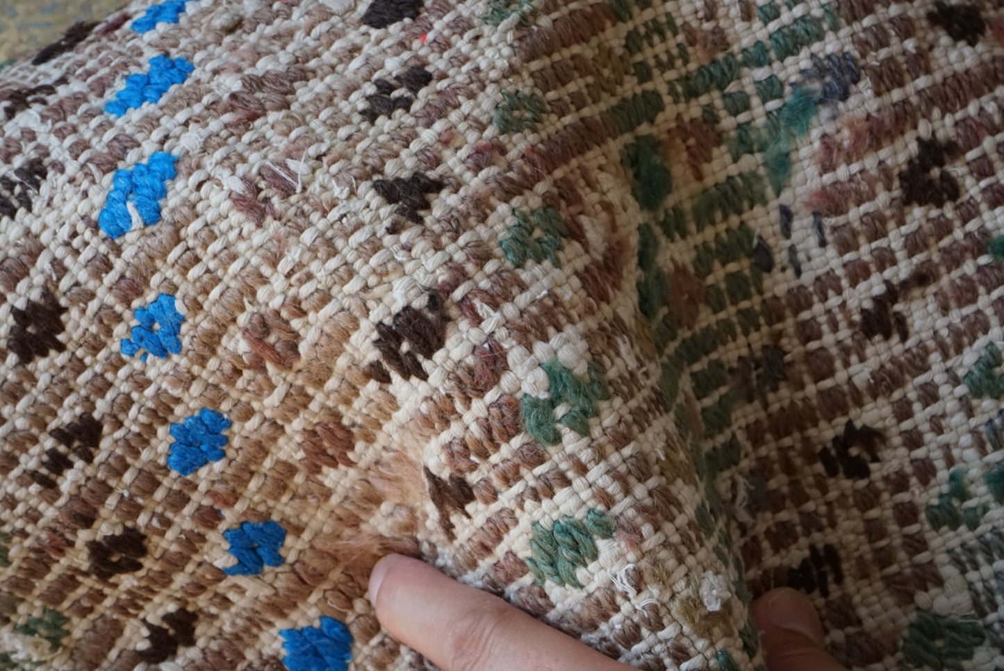 Türkiye Old Kilim Cushion Cover Mix Color Brown , Moss green , Beige 46 × 45 cm No.TR25462