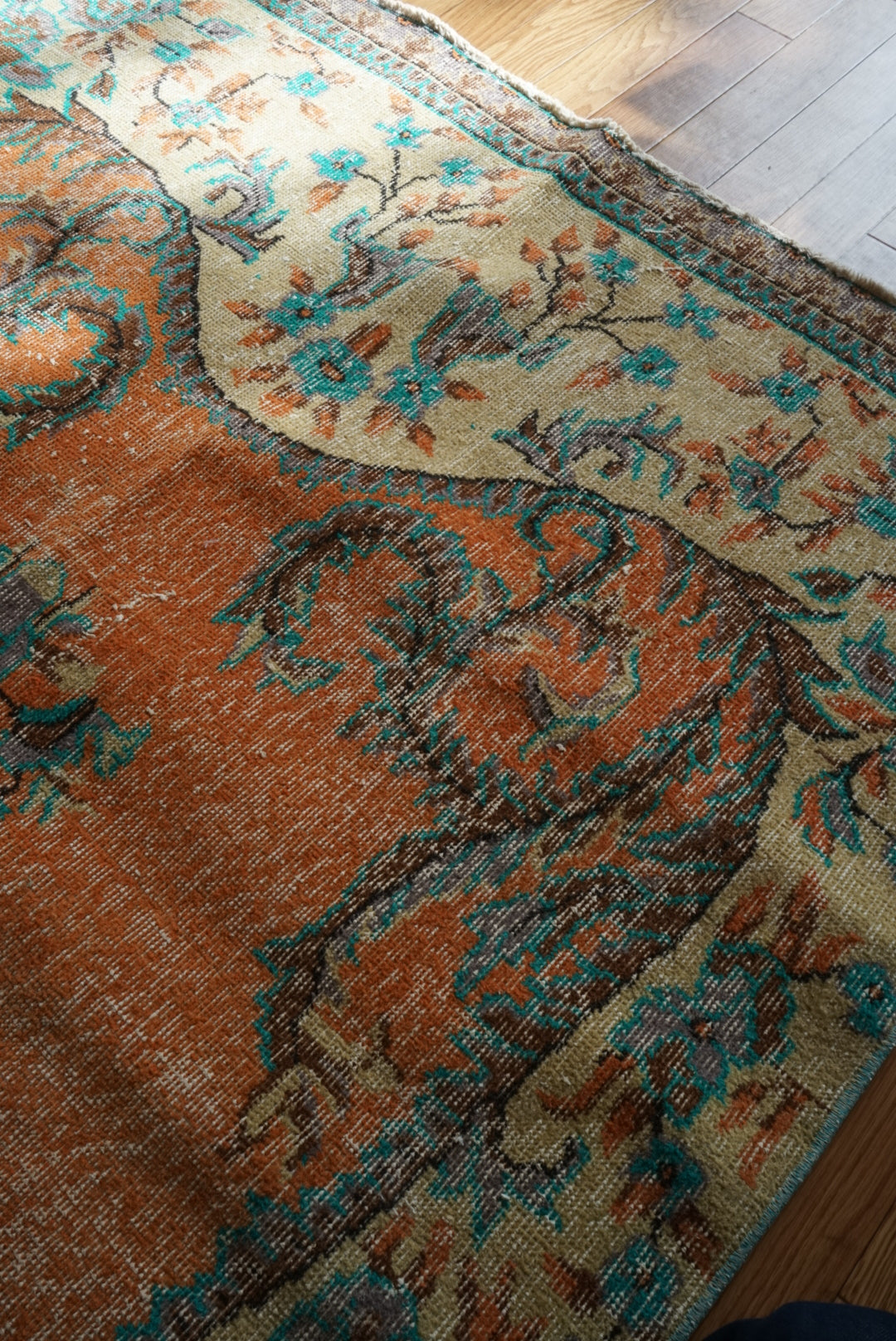 Türkiye Old Isparta Orange , Beige , Blue 1970年代 278 × 130.5 cm No.TR25503 / 国内送料無料