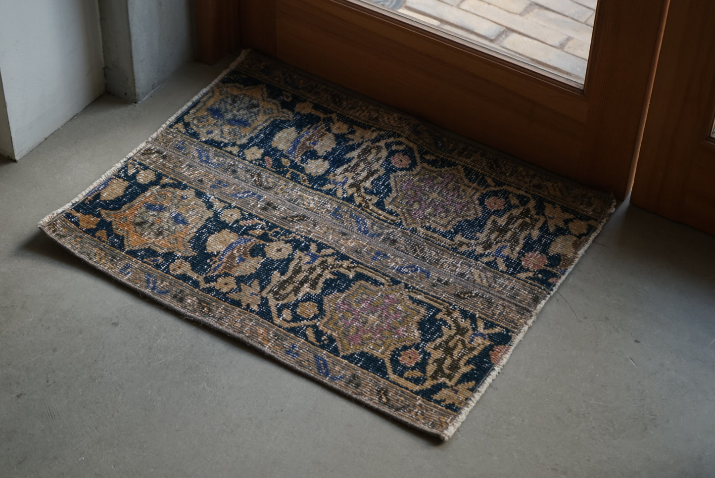 Türkiye Old Oushak Patchwork Indigo 66 × 54 cm No.TR25306