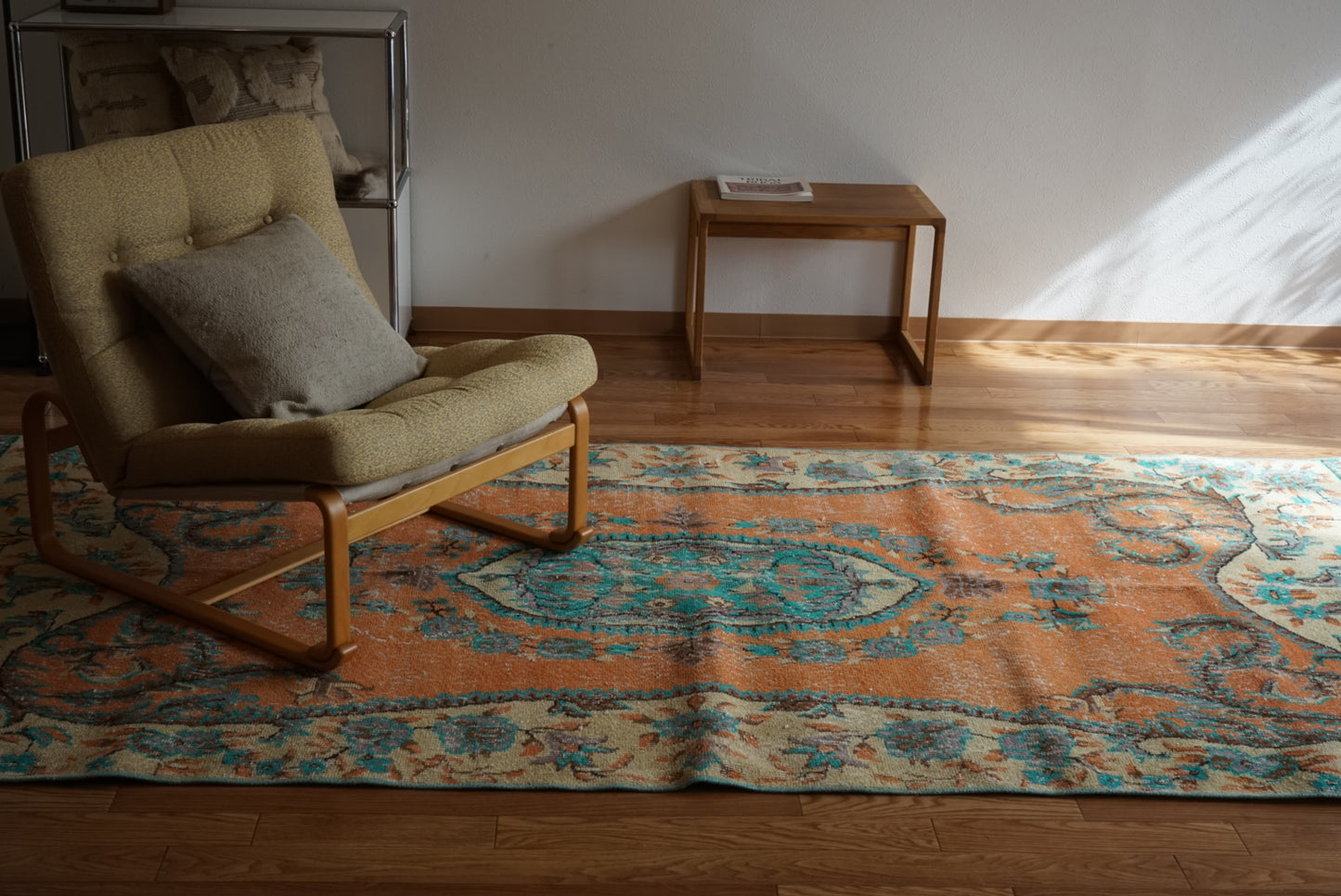 Türkiye Old Isparta Orange , Beige , Blue 1970年代 278 × 130.5 cm No.TR25503 / 国内送料無料