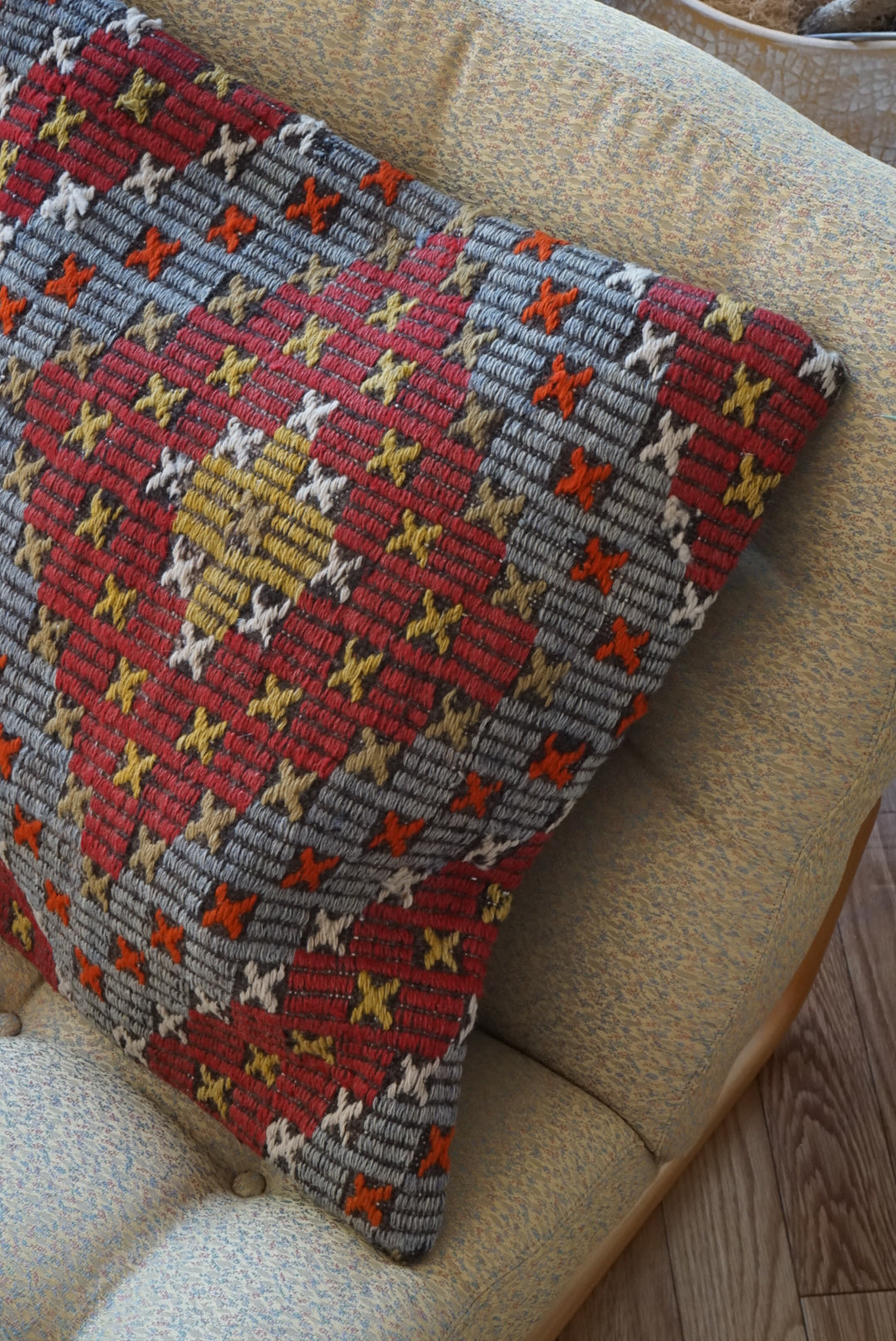 Türkiye Old Kilim Cushion Cover Mix Color Tribal Design 50 × 49 cm No.TR25466