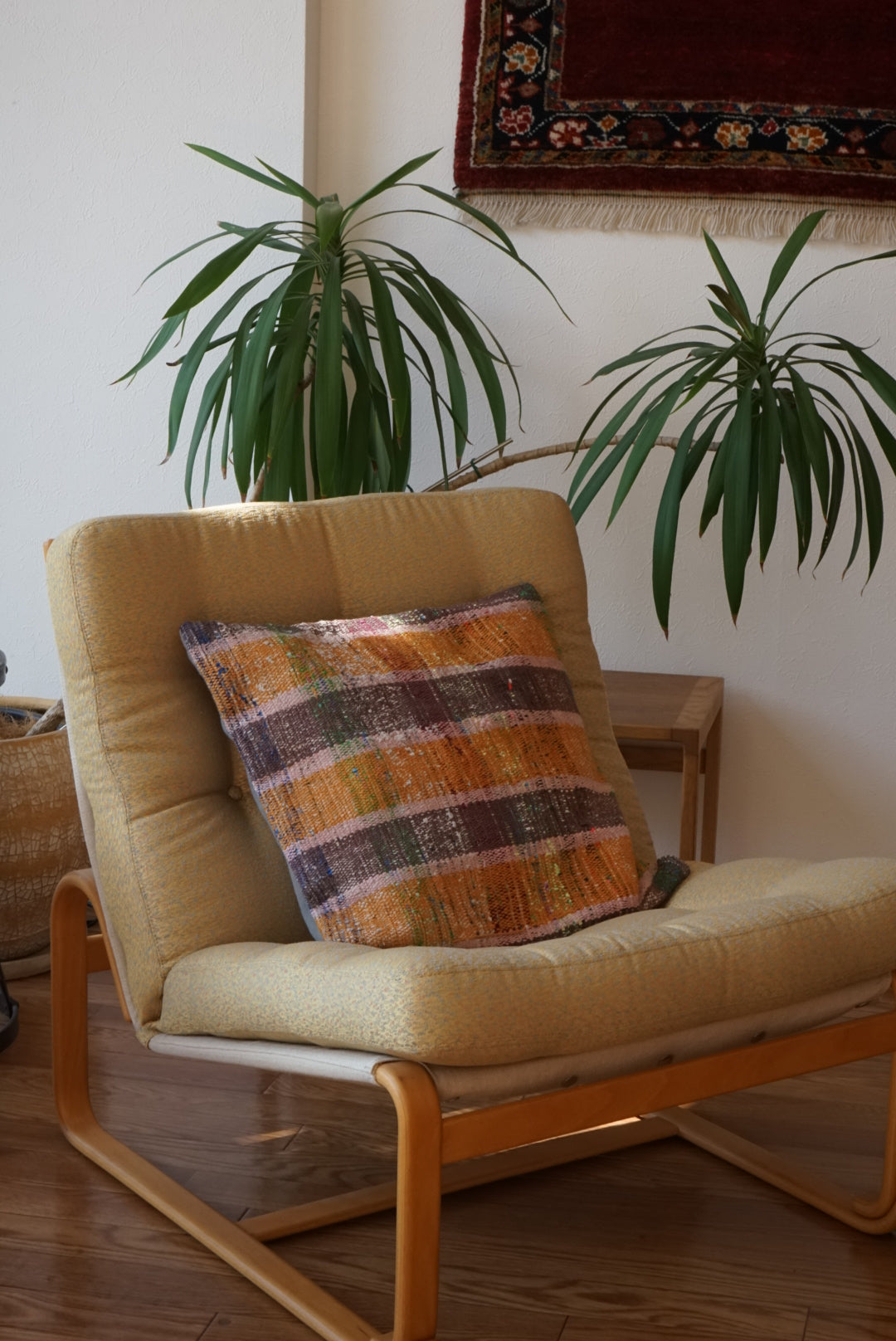 Türkiye Old Kilim Cushion Cover Mix Stripe Orange , Purple 46 × 45 cm No.TR25460