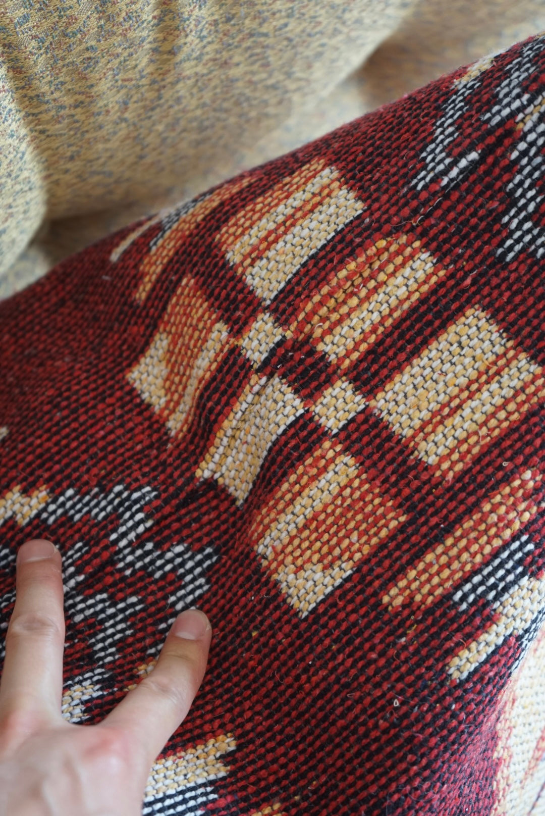 Türkiye Old Kilim Cushion Cover Wine Red , Tribal Design 59 × 58 cm No.TR25450