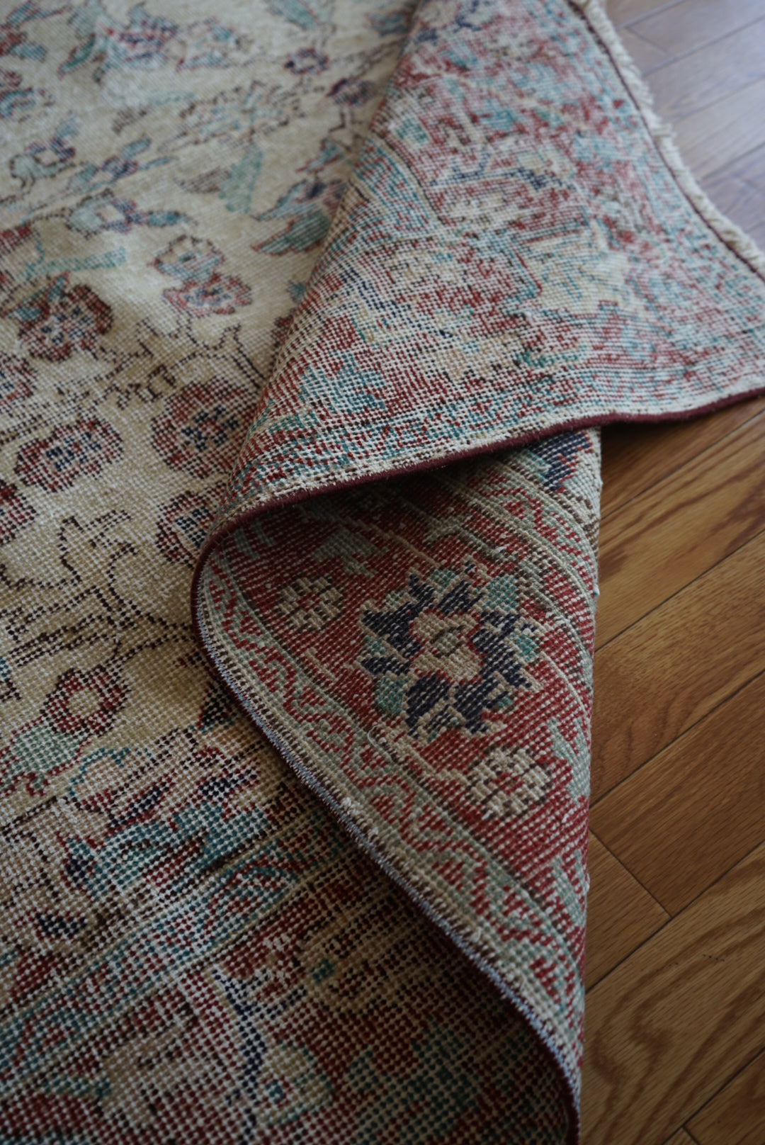 Türkiye Old Isparta Beige Cerulean Blue Floral 1970年代  303 × 160.5 cm No.TR25391