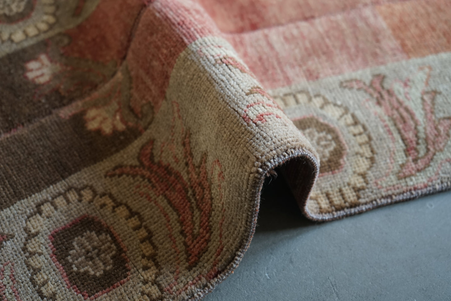 Türkiye Old Oushak Beige , Brown Runner 1970年代 166 × 50 cm No.TR25270