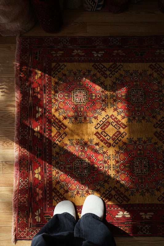 Afghanistan Old Turkmen Yellow Mustard 1950年代 188 × 123 cm No.AF2520