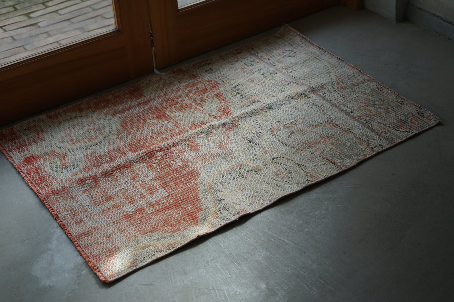 TURKEY VINTAGE SMALL RUG RED FLORAL 97 × 69 cm No.TR25183