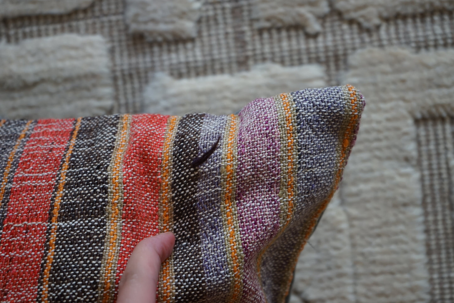 Türkiye Old Kilim Cushion Cover Red Mix Stripe 40 × 40 cm No.TR25365