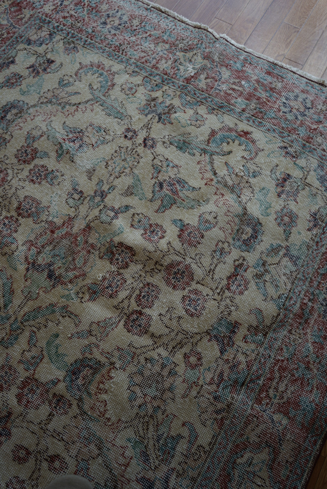 Türkiye Old Isparta Beige Cerulean Blue Floral 1970年代  303 × 160.5 cm No.TR25391