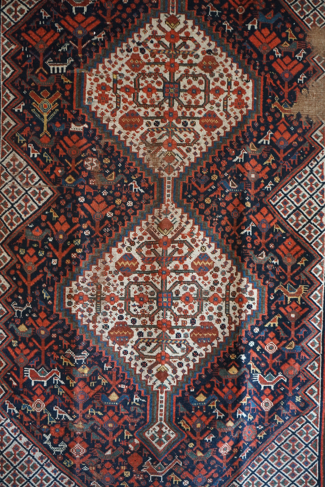 店頭販売 IRAN ANTIQUE SHIRAZ KHAMSEH BAHARLO 1820-1840年代 191 × 155 cm