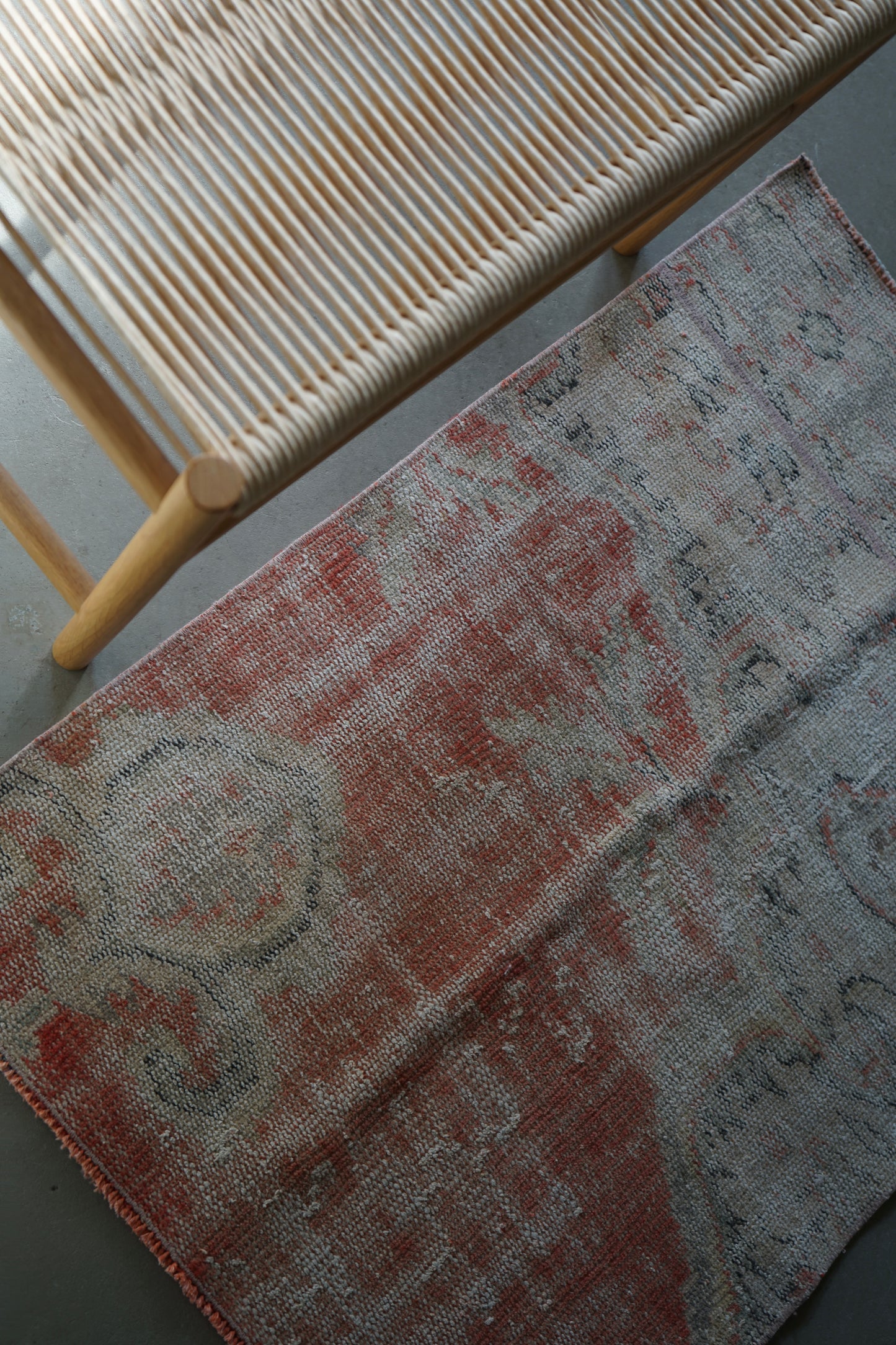 TURKEY VINTAGE SMALL RUG RED FLORAL 97 × 69 cm No.TR25183