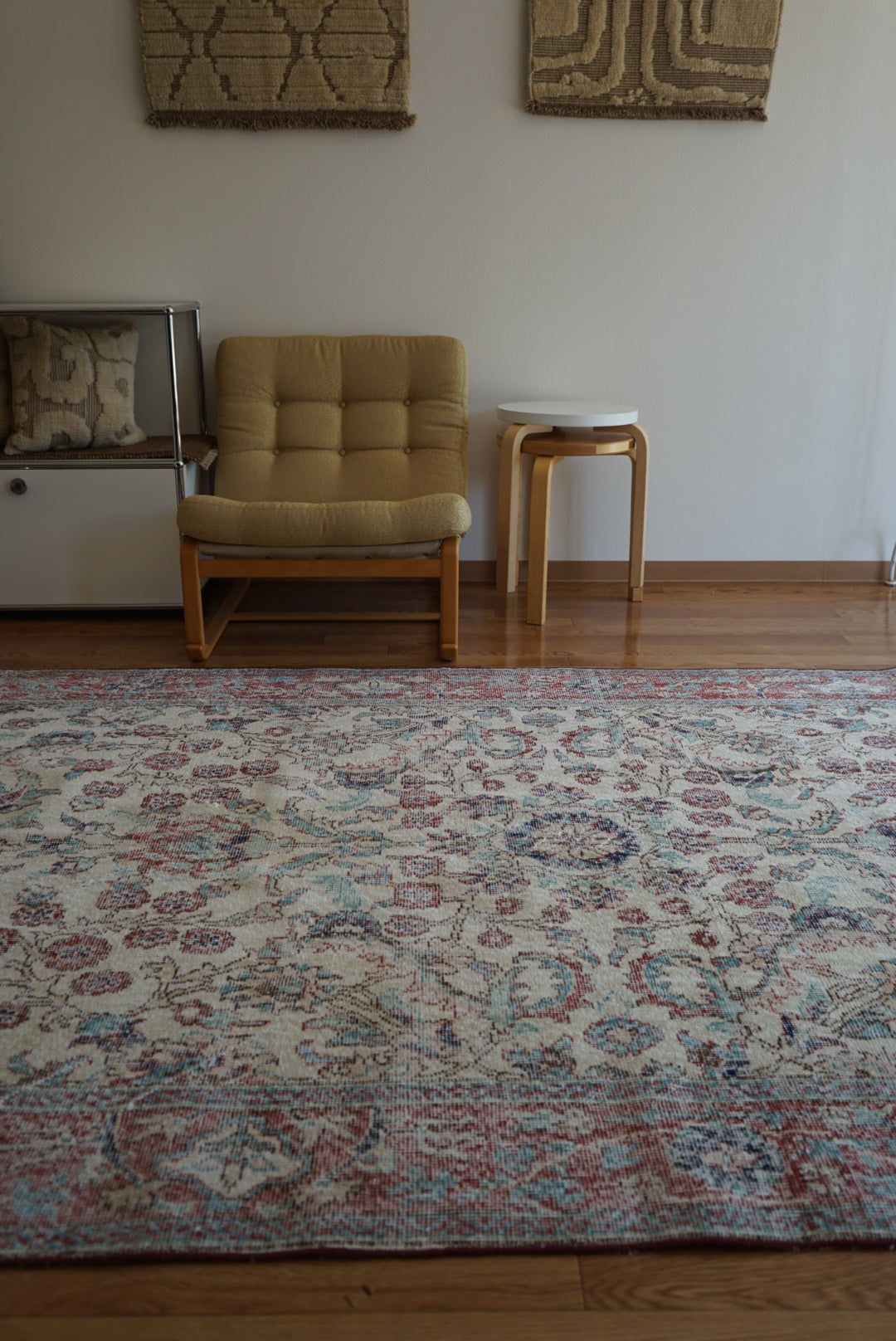 Türkiye Old Isparta Beige Cerulean Blue Floral 1970年代  303 × 160.5 cm No.TR25391