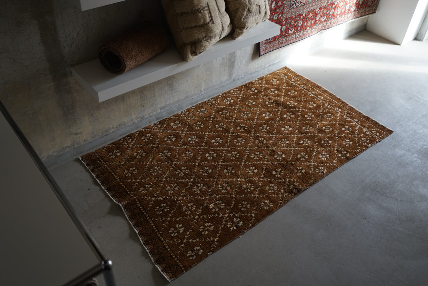 Türkiye Old Oushak Brown Patchwork 1980年代 158 × 87 cm No.TR25311