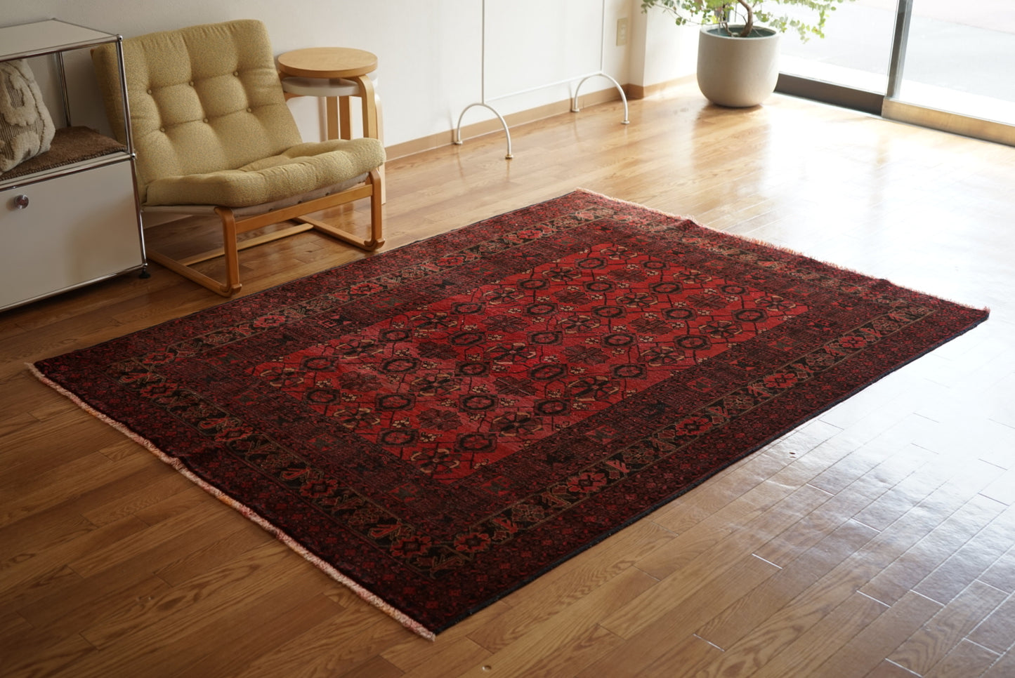 Afghanistan Old Turkmen Bashiri RichRed 1970年代 218 × 162 cm No.AF2523