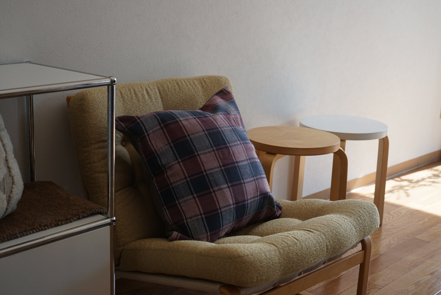 Türkiye Old Cushion Cover Checker Purple , White , Navy 51 × 50 cm No.TR25397