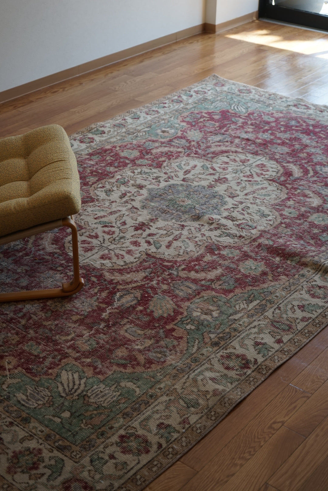 Türkiye Old Isparta Medallion Red , Green 1960年代 283 × 172 cm No.TR25383
