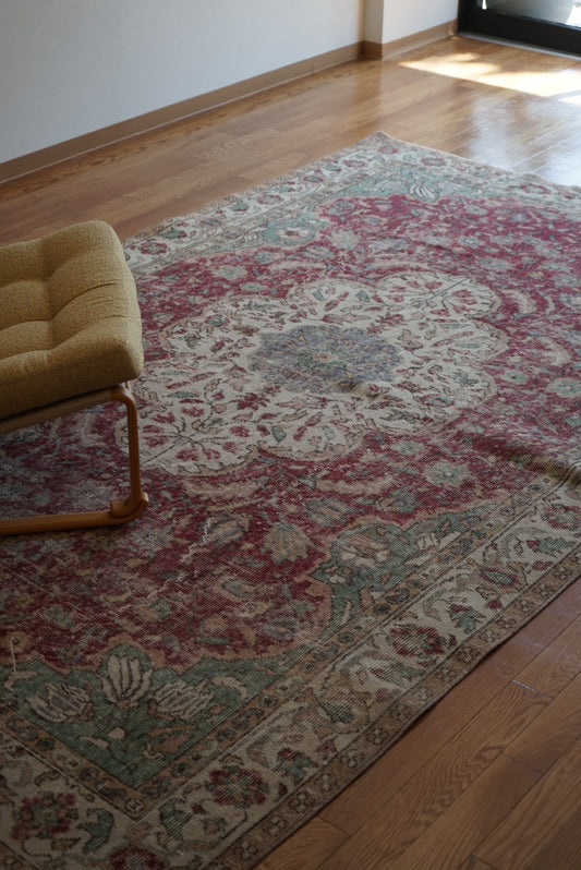Türkiye Old Isparta Medallion Red , Green 1960年代 283 × 172 cm No.TR25383