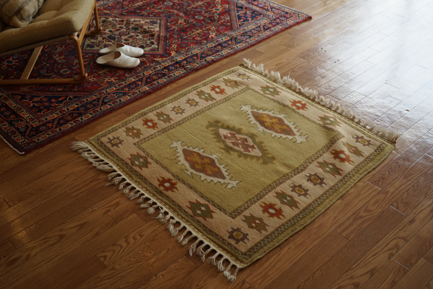 Türkiye Old Milas Square Yellow Beige 1950-1960年代 106 × 106 cm