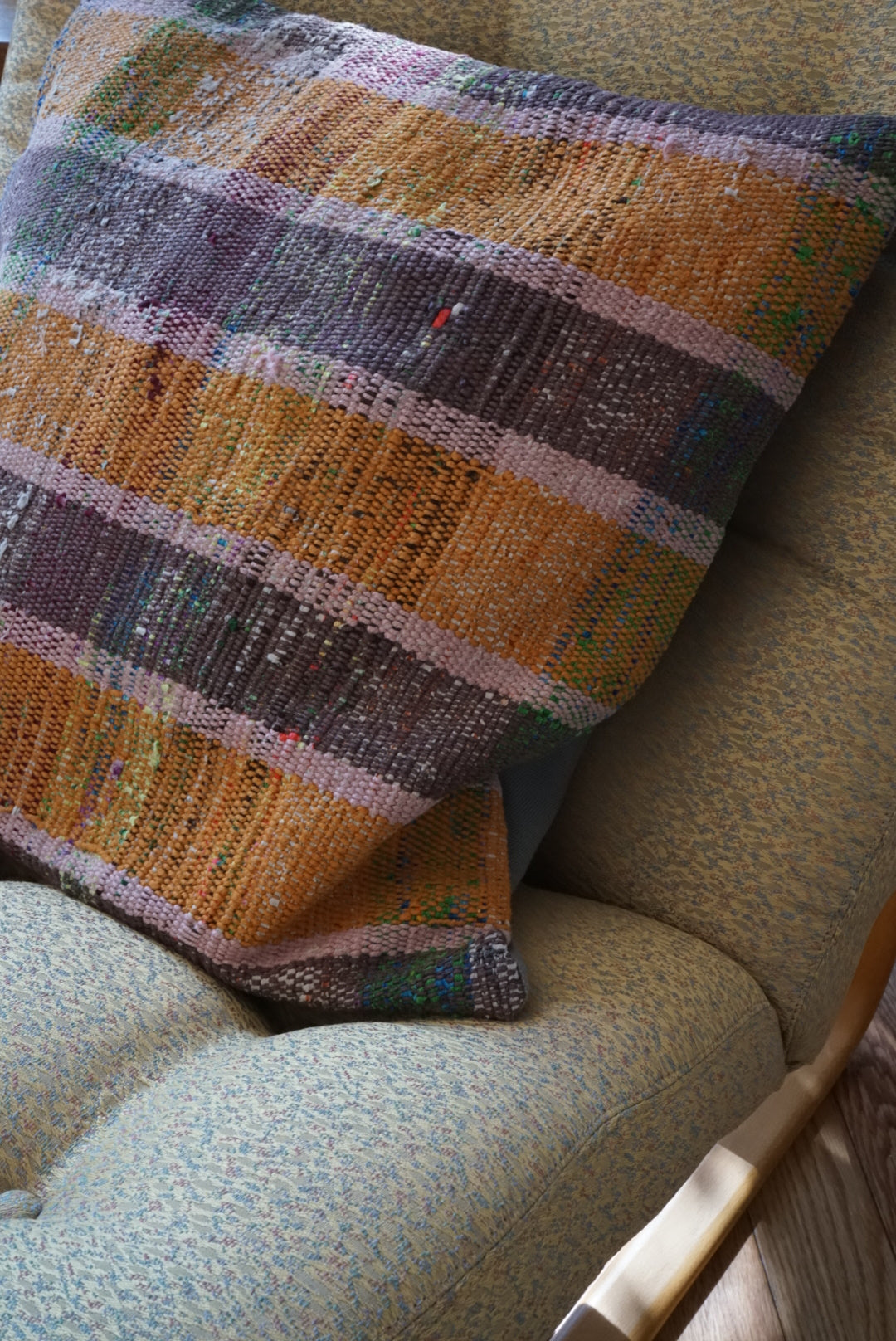 Türkiye Old Kilim Cushion Cover Mix Stripe Orange , Purple 46 × 45 cm No.TR25460