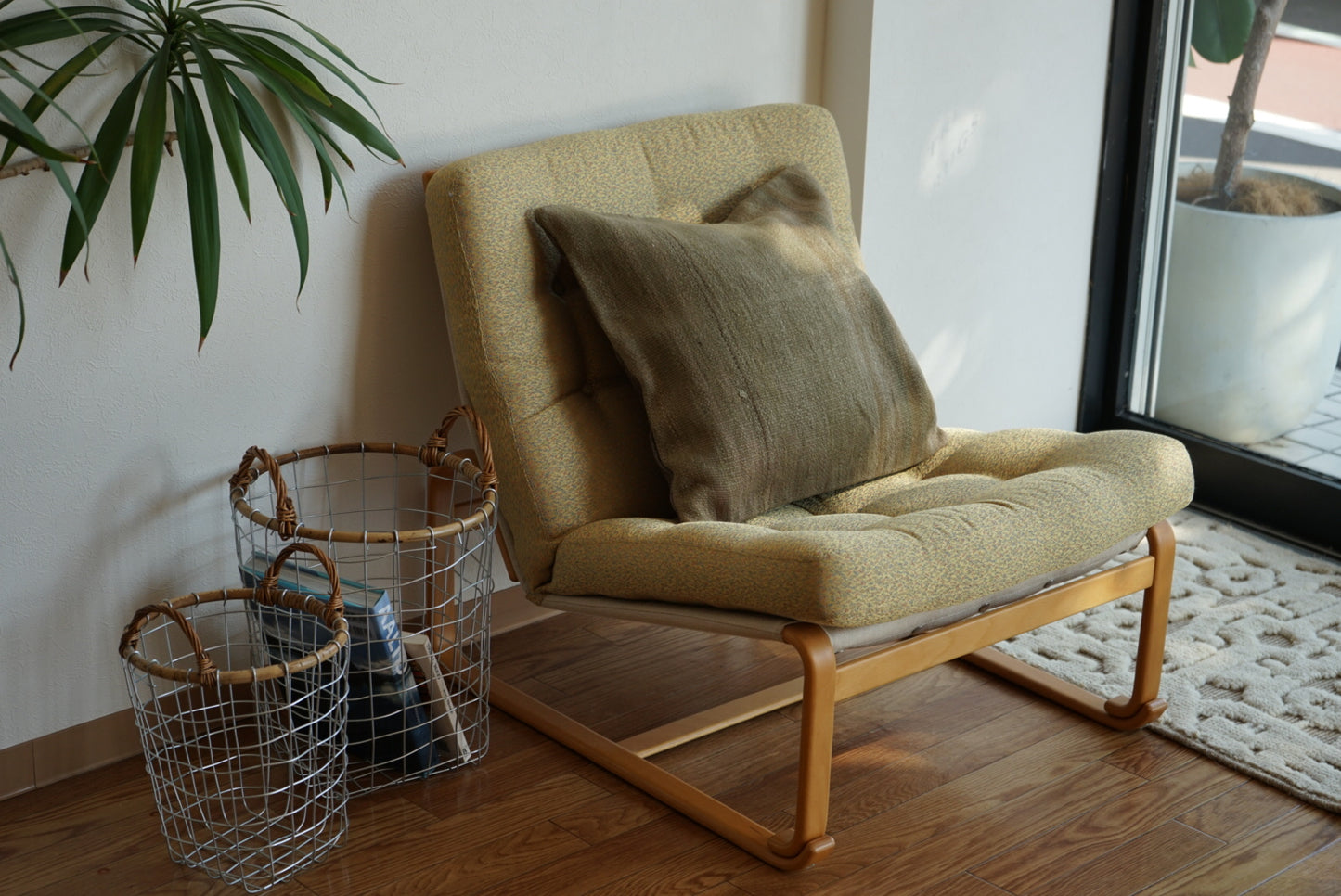Türkiye Old Kilim Cushion Cover Sage Green Stripe Design 46 × 45 cm No.TR25562 / 送料無料・羊毛手織りキリム