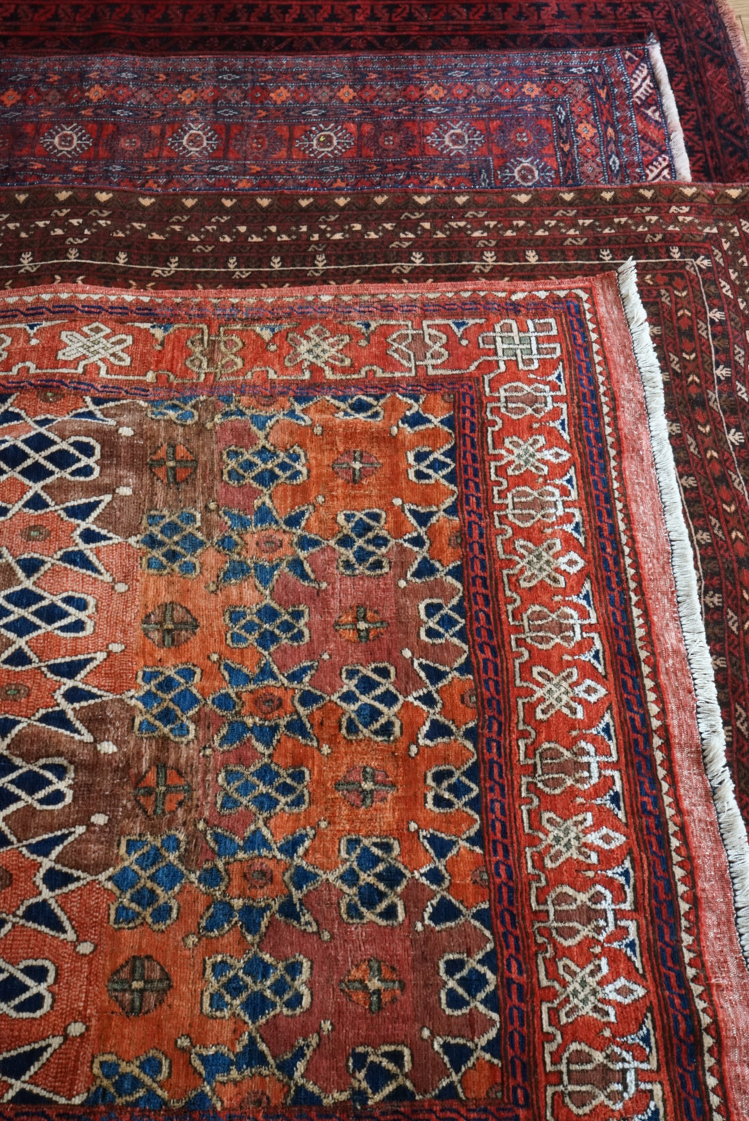 Afghanistan Vintage Turkmen Kazak Orange Star 1980年代 153 × 124 cm  No.AF2531