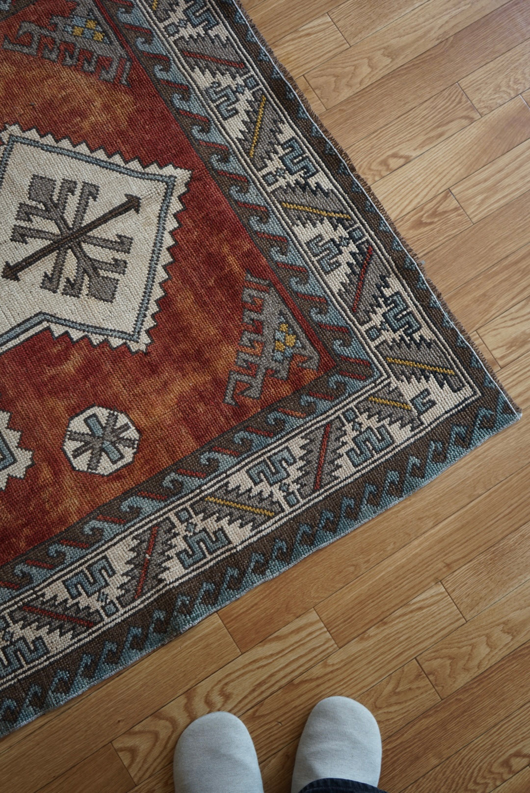 Türkiye Old Eastern Anatolia Orange Medallion 1960年代 194 × 121 cm No.TR25400