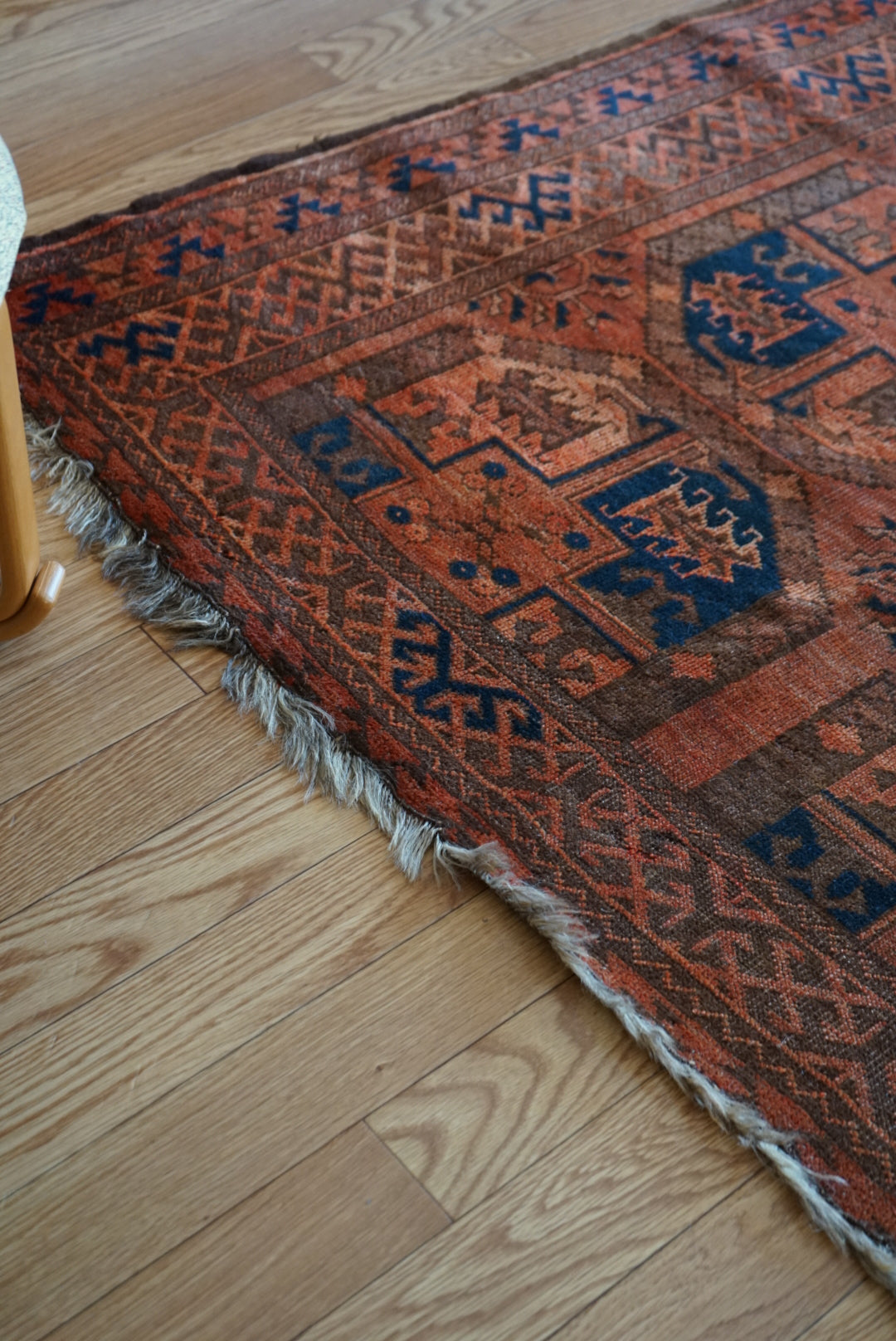 店頭販売 Afghanistan Old Turkmen Slaiman Brick Red 1900年代 301 × 202 cm  No.AF2540 / 国内送料無料・羊毛手織り絨毯