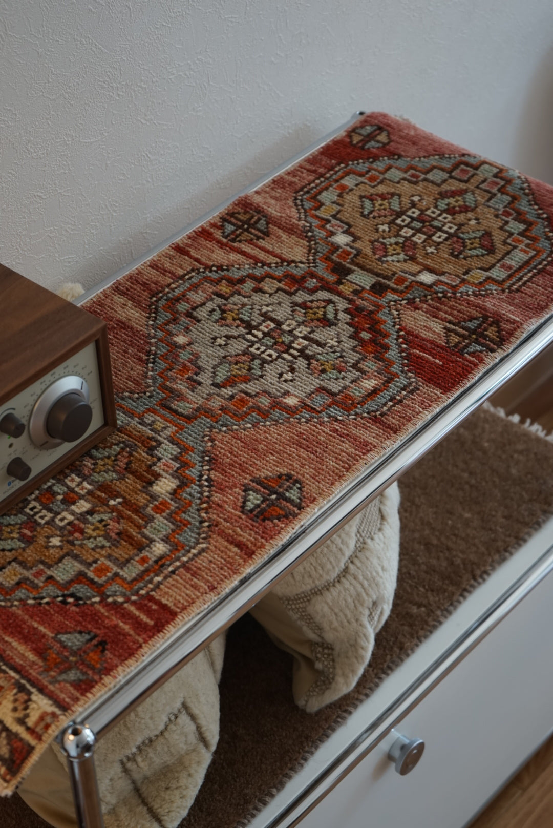 Türkiye Old Oushak Pink , Blue 1970年代 88 × 34 cm No.TR25424