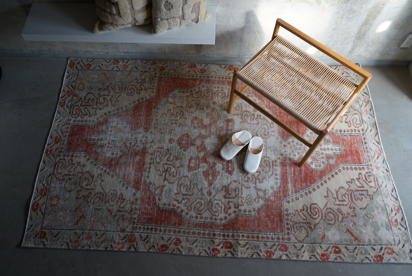 Türkiye Old Avanos Orange , Sage green 1970年代 214 × 132 cm No.TR25262