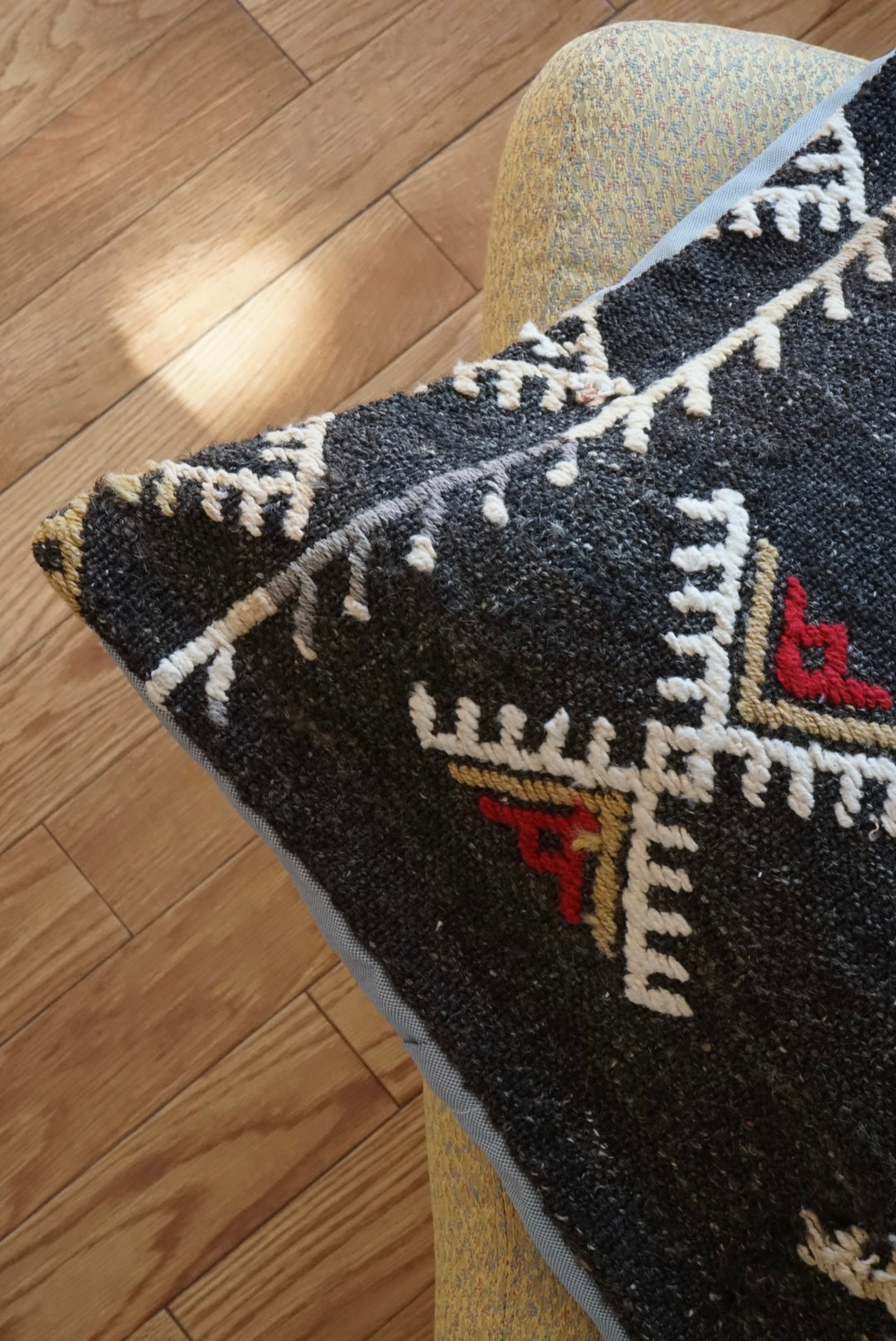 Türkiye Old Kilim Cushion Cover Black , Tribal Design 51 × 50 cm No.TR25463